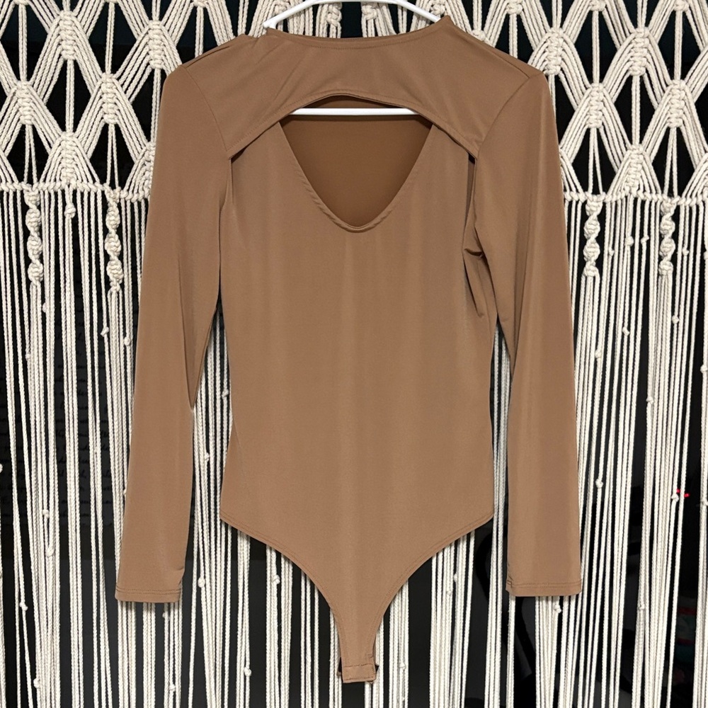 Fashion Nova Chic Tan Long Sleeve Bodysuit